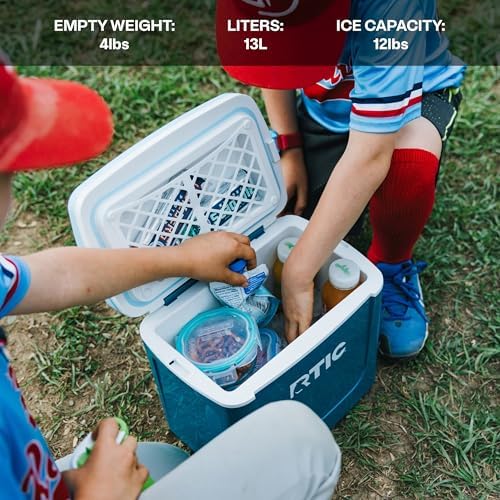 RTIC 8 QT Road Trip Personal Cooler, Small, Compact, Insulated, Portable Ice Chest Box for Food, Drink, Beverage, Beach, Camping, Picnic, Fishing, Boat, 12-Can Capacity