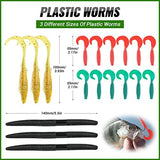 PLUSINNO Fishing Lures Baits Tackle Including Crankbaits, Spinnerbaits, Plastic Worms, Jigs, Topwater Lures, Tackle Box and More Fishing Gear Lures Kit Set, 102/302Pcs Fishing Lure Tackle