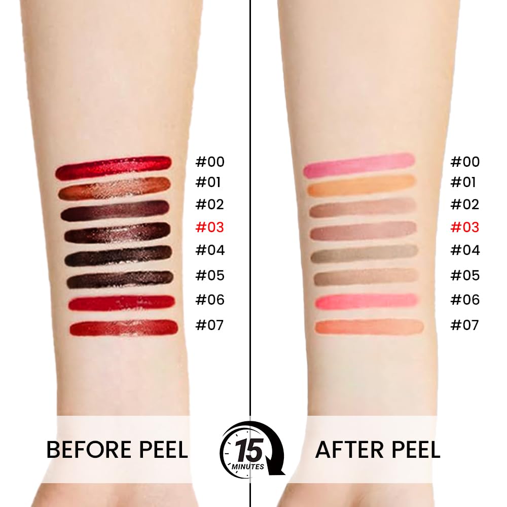 Hxssll Matte Lip Gloss Stain-Peel Off Lip Liner Tattoo, Brownish Red Lip Tint，Long Lasting Peel Off Lip Stain, Waterproof Transfer-proof Lip Mask Lip Liner Peel Off Lip Gloss,Stayn Lip Makeup. #03
