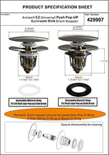Artiwell Universal Bathroom Sink Drain Stopper, Fits Most Pop-Up Drains for Vessel Sink Lavatory Vanity, Sink Drain Strainer with Detachable Hair Catcher, Tested by Plumber in US (Oil Rubbed Bronze)