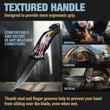Patriotic Legal Pocket Knife Bald Eagle - 2.95” Serrated Sharp Blade - Small Tactical Knives with US American Flag for Men Dad - Best Folding Tool - Gifts for Him - Mens Birthday Gift Ideas 6680 E