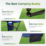 ALPHA CAMP Oversized Folding Camping Chairs High Backrest Heavy Duty Lawn Chairs for Adults Support 500 LBS Portable Camp Chairs with Cup Holders Large Side Pocket for Outdoor