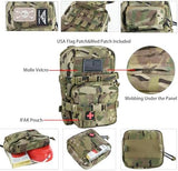 Tactical Mini Molle Hydration Pack,Molle Hydration Carrier with IFAK Pouch&US Flag&Med Patch,Hydropack for 2L Water Bladder