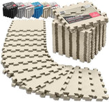 Gym Flooring Set - Interlocking EVA Soft Foam Floor Mat, 18 Pieces Puzzle Rubber Tiles Protective Ground Surface Protection, Play Workout Exercise Mats Underlay Matting Sports Pool Home Fitness Garage
