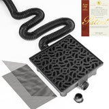 Gutter Downspout Extensions, NAACOO Upgraded 12x12in Catch Basin Low Profile Downspout Extender | No Deep Dig French Drain, Flexible Pipe Extension to 8.2ft, Protect House Foundation.