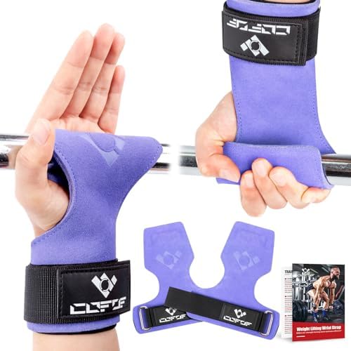 Weight Lifting Wrist Strap, Double Layer Leather Wrist Strap for Deadlift and Powerlifting, Adjustable Neoprene Padded Gym Workout Lifting Hooks (Pair)