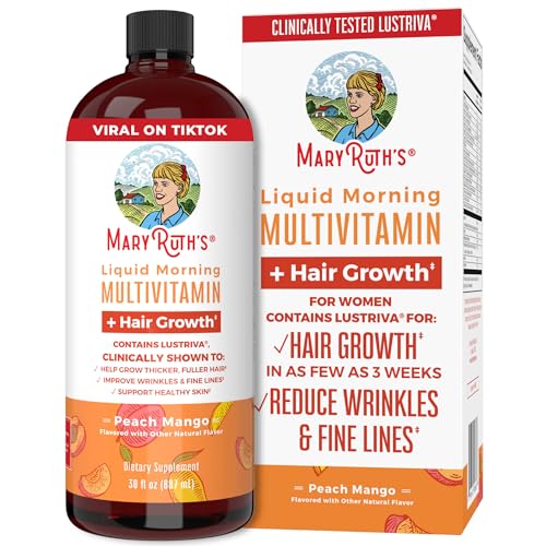 MaryRuth's Multivitamin Multimineral Supplement for Women + Hair Growth Vitamins | with Lustriva & Chromium Picolinate 1000mcg | Thicker Hair, Wrinkles, Fine Lines, Skin Care | Ages 18+ | 30 Fl Oz