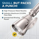 HammerHead Showers® ALL METAL 2 Inch High Pressure Shower Heads - BRUSHED NICKEL – 2.5 GPM Shower Heads High Pressure - High Flow Shower Head with ADJUSTABLE SPRAY PATTERN - Fixed Shower Head