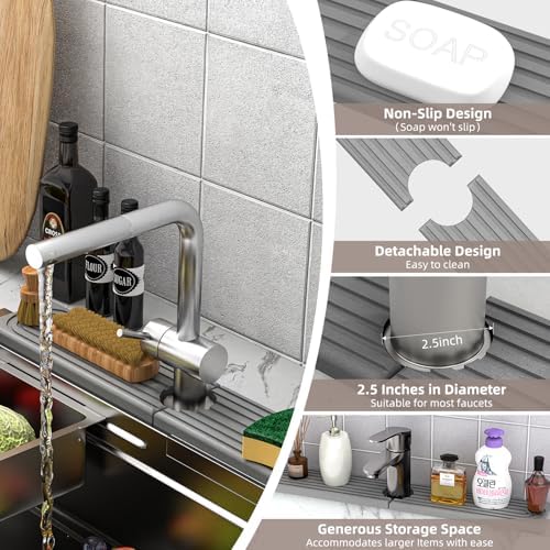 Faucet Mat for Kitchen Sink - Super Absorbent Diatomite Fast Drying Stone, Quick Drying Splash Guard,Prevents Moisture Buildup Sink, Durable Protector for Kitchen,Bathroom Counter