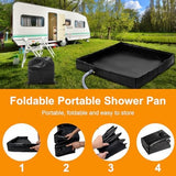 Upgraded Portable Shower Pan 41" x 41" x 5" with Mesh Storage Bag, Foldable Camping Shower Base & Floor with Detachable Drain Pipe Ideal for Camping, RV, Outdoor, Indoor and Portable Shower Stall