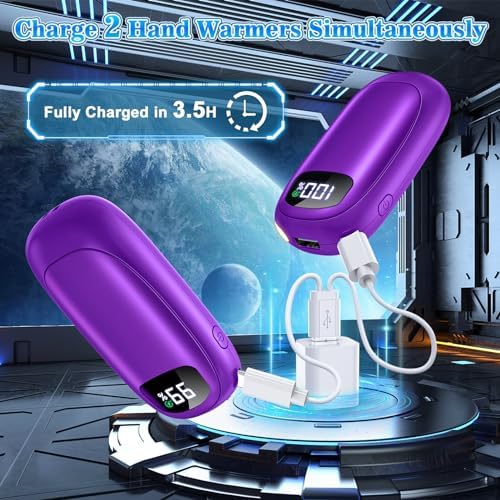 Hand Warmers Rechargeable - 2 Pack Electric Hand Warmers 14000mAh, 16 Hrs Warmth Dual-Sided Heating Max 131℉, 4 Heating Levels Battery Operated Pocket Heater for Raynauds, Hunting, Golf, Camping
