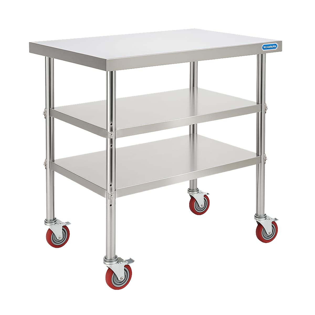 KUARBARR Stainless Steel Table with Wheels Stainless Steel Prep Table 24 x 30 Inch, NSF Commercial SS Metal Kitchen Prep Worktable for Restaurant Kitchen Garage Warehouse