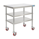 KUARBARR Stainless Steel Table with Wheels Stainless Steel Prep Table 24 x 30 Inch, NSF Commercial SS Metal Kitchen Prep Worktable for Restaurant Kitchen Garage Warehouse