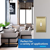 LIDER Toggle Light Switch Metal Wall Plate, Stainless Steel Switch Cover, Corrosion Resistant, Mid-Size 1-Gang 4.88" x 3.11", 201 Stainless Steel, LMWP-11M-BB, Brushed Brass