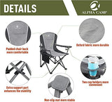 ALPHA CAMP Oversized Camping Folding Chair - Heavy Duty Steel Frame Support 350 LBS, Collapsible Padded Arm With Cup Holder, Quad Lumbar Back, Portable for Outdoor/Indoor