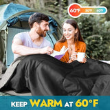 CANWAY Double Sleeping Bag Flannel for Adults Cold Weather Queen Size Two Person Sleeping Bags for Camping with 2 Pillows