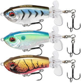 TRUSCEND PoPobait Plopper with BKK Hooks, Top Water Fishing Lures for Bass Walleye Pike Catfish Musky Perch, Floating Lure for Freshwater or Saltwater, Amazing Teasers Fishing Gifts for Family Fishing