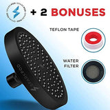 SparkPod Shower Head - High Pressure Rain - Premium Quality Luxury Design - 1-Min Install - Easy Clean Adjustable Replacement for Your Bathroom Shower Heads (Midnight Black Matte, 6 Inch Round)