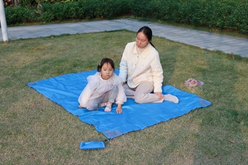 Orga'Neat Pocket Picnic Blanket, Sandproof Lightweight Pocket Camping Tarp, 55″x 79″ Foldable & Fits into Small Bag, Water Resistant Washable Quick Dry Compact Beach Mat for Outdoor Recreation