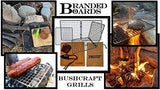 Portable Bushcraft Stainless BBQ Cooking Grill Grate, Bamboo Cutting Board, Burlap Bag, Mini Knife, Fire Starter Kits. Camping, Campfires, Backpacking, Hunting & Fishing Gear