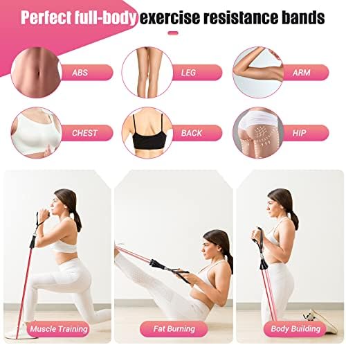 Resistance Bands with Handles for Women, 5 Level Exercise Bands Workout Bands for Physical Therapy, Yoga, Pilates, Door Anchor, Storage Pouch
