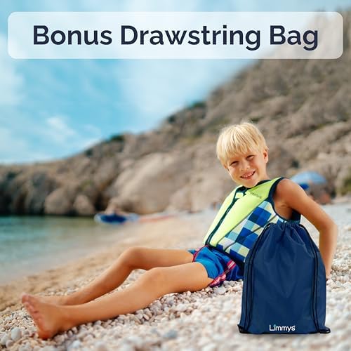 Limmys Premium Kids Swim Vest - Toddler Swim Jacket and Buoyancy Swimming Aid - Modern Design Swimming Vest for Boys, Girls and Babies - Drawstring Bag Included