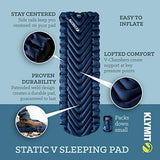 KLYMIT STATIC V Sleeping Pad, Lightweight, Outdoor Sleep Comfort, Best Camping Gear for Backpacking and Hiking, Inflatable Camping Mattress
