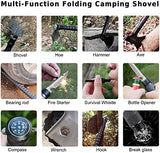Survival Shovel Survival Axe, Camping Folding Shovels Hatchet with 19.2-37.8inch Lengthened Handle Enlarged Shovelhead High Carbon Steel with Storage Pouch for Camping Cycling Hiking