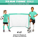 GoSports Portable Soccer Goals for Kids - 13 Color Options - Choose 4 x 3 ft or 6 x 4 ft - Team Tone Pop Up Nets for Backyard