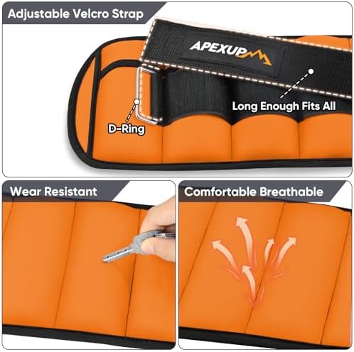 APEXUP 10lbs/Pair Adjustable Ankle Weights for Women and Men, Modularized Leg Weight Straps for Yoga, Walking, Running, Aerobics, Gym