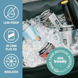 CleverMade Collapsible Insulated Cooler Bag – 30 Can Leakproof Soft Cooler for Beach, Travel, Car – Shoulder Strap, Bottle Opener - Heather Cool Gray/Shadow Gray
