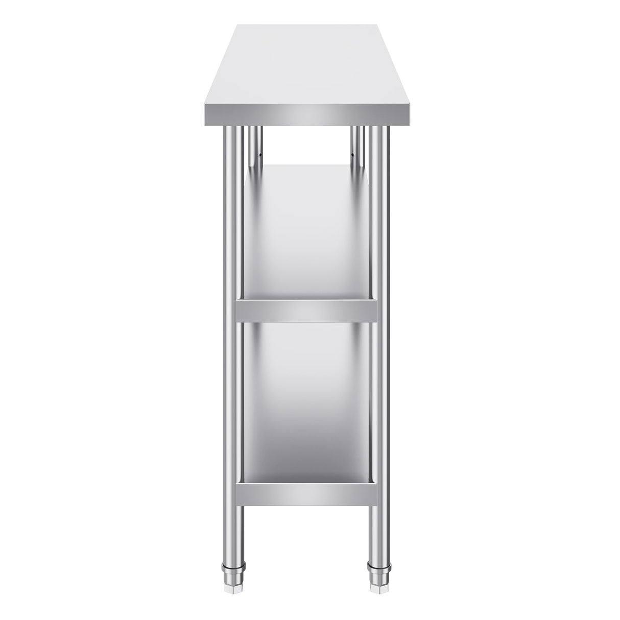 VEVOR Stainless Steel Food Prep Table, 14 x 48 x 34 Inch Commercial Kitchen Worktable, with 2 Adjustable Undershelf, Heavy Duty Prep Metal Work Tables for BBQ, Kitchen, Home, and Garage