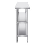 VEVOR Stainless Steel Food Prep Table, 14 x 48 x 34 Inch Commercial Kitchen Worktable, with 2 Adjustable Undershelf, Heavy Duty Prep Metal Work Tables for BBQ, Kitchen, Home, and Garage