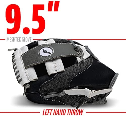 Franklin Sports Kids Baseball Glove + Ball Sets - Meshtek Youth Teeball Gloves for Kids + Toddlers - Left + Right Hand Throw Mitts + Glove Sets with Foam Balls - Boys + Girls Gloves - 9.5" Inch