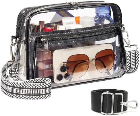 Clear Bag for Stadium Events with 2 Long Straps, See Through Purse for Women Crossbody Bag Concert Stadium Approved