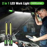 SYLSTAR Work Light for Mechanic, 2400LM LED, 4400mAh Rechargeable, Magnetic, Underhood Work Light with Hooks for Car Repairing/Inspection/Garage/Workshop/Emergency