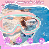 Vvinca Kids Swim Goggles for Age 2-8, Toddler-Goggles with Fabric Strap No Leak Pain-Free, Anti-Fog Goggles for Girls Boys