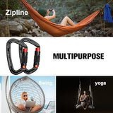 Auto Locking Carabiner Clips - 28KN (6172lbs) Heavy Duty Caribeaners ，4PCS Large Carabiner Clip for Keychains，Hammock，Camping, Gym, Hiking, Outdoor ，Dog Leash