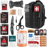 Survival First Aid Kit with Israeli Bandage, Splint, Chest Seal, Tactical Military Combat Molle IFAK for Wound Care, Bleeding Control, Trauma Hemorrhage and More