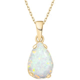 ADITA GOLD White Opal Pendant Birthstone Necklace for Women, Gold Plated