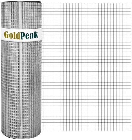 GoldPeak Galvanized Hardware Cloth 1/2 inch 36 x 100 ft 19 Gauge, Hot-dip Galvanized After Welding, Chicken Wire Fencing Wire Mesh Roll Welded Wire Fence Gopher Wire Cloth Rodent Wire