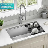 KRAUS Kore Workstation 32-inch Undermount 16 Gauge Stainless Steel Kitchen Sink, Single Bowl Kitchen Sink with Accessories, KWU110-32