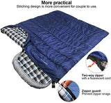 REDCAMP Flannel Sleeping Bag for Adults, Comfortable Cotton Sleeping Bags for Camping with Detachable Hood, Red/Grey/Blue