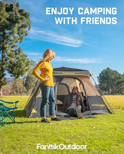 FanttikOutdoor Camping Tent 4/6/8/10 Person Instant Cabin Tent Setup in 60 Seconds with Rainfly & Windproof Portable with Carry Bag for Family Camping & Hiking