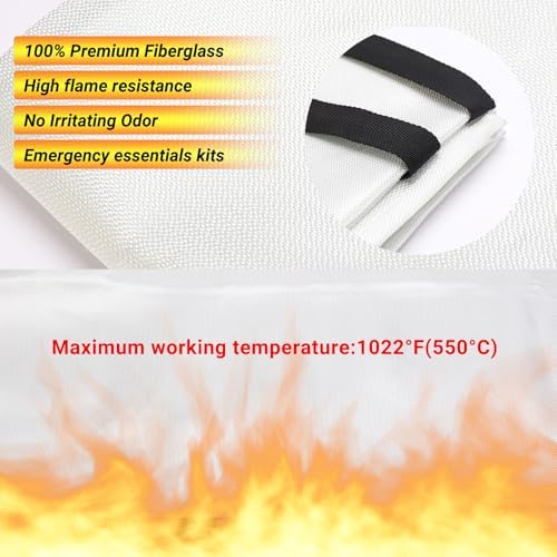 Heavy-Duty Emergency Fire Blanket for Home and Kitchen – 2 Pack, Fireproof Fiberglass Fire Extinguisher Blanket for Welding, Fireplace, Car, Camping, Fire Suppression for Grease Fires