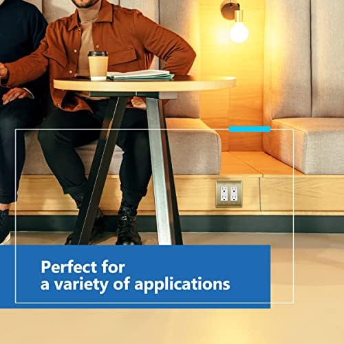 LIDER Decorator Switch or Receptacle Metal Wall Plate, Stainless Steel Outlet Cover, Corrosion Resistant, Mid-Size 2-Gang 4.88" x 4.92", 201 Stainless Steel, LMWP-32M-BB, Brushed Brass