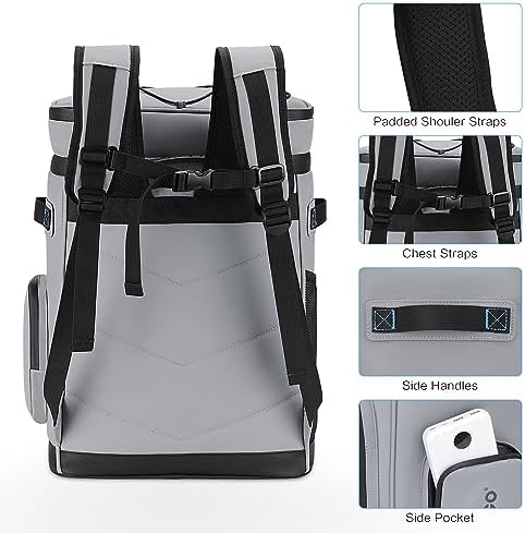 Large Waterproof Insulated Cooler Backpack for Men & Women, Leak Proof Cooler Backpack for Camping, Beach, Fishing, Picnic, Travel, Outdoor, 30L, 48Cans