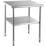 VEVOR Stainless Steel Prep Table, 30 x 30 x 36 Inch, 800lbs Load Capacity Heavy Duty Metal Worktable with Adjustable Undershelf & Feet, Commercial Workstation for Kitchen Garage Restaurant Backyard