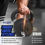 Yes4All Powder Coated Cast Iron Kettlebell Strength Training Kettlebells Weight Set for Full Body Workout, Home Gym