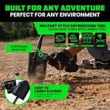Rhino USA Survival Shovel w/Pick - Heavy Duty Carbon Steel Military Style Entrenching Tool for Off Road, Camping, Gardening, Beach, Digging Dirt, Sand, Mud & Snow. (Recovery Shovel)